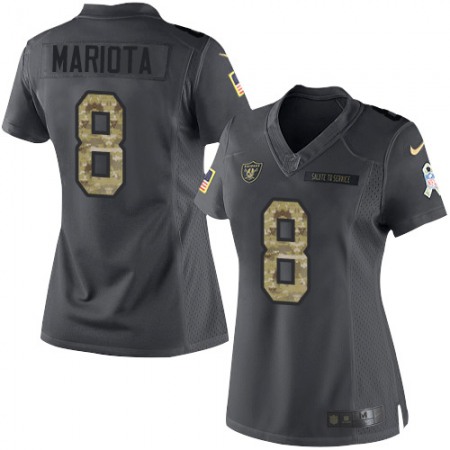 Nike Raiders #8 Marcus Mariota Black Women's Stitched NFL Limited 2016 Salute to Service Jersey