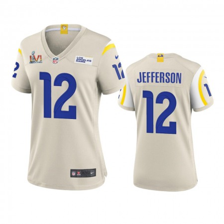 Los Angeles Rams #12 Van Jefferson Women's Super Bowl LVI Patch Nike Game NFL Jersey - Bone