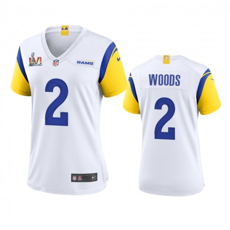 Los Angeles Rams #2 Robert Woods Women's Super Bowl LVI Patch Nike Alternate Game NFL Jersey - White