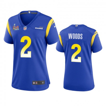 Los Angeles Rams #2 Robert Woods Women's Super Bowl LVI Patch Nike Game NFL Jersey - Royal