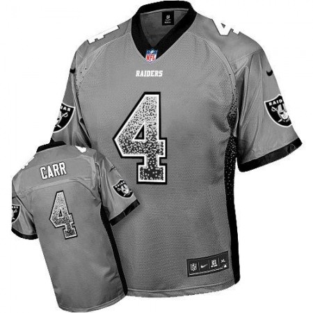 Nike Raiders #4 Derek Carr Grey Youth Stitched NFL Elite Drift Fashion Jersey