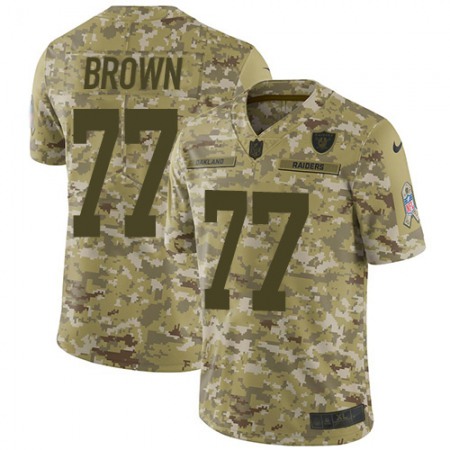 Nike Raiders #77 Trent Brown Camo Youth Stitched NFL Limited 2018 Salute To Service Jersey