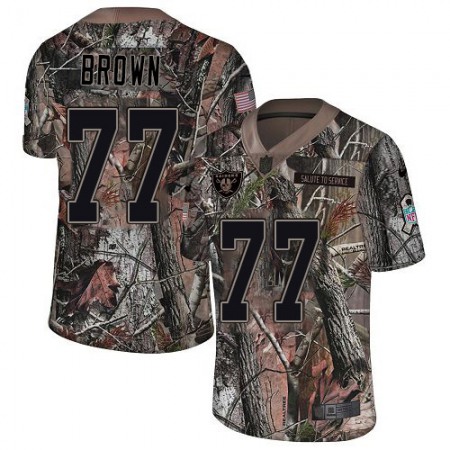 Nike Raiders #77 Trent Brown Camo Youth Stitched NFL Limited Rush Realtree Jersey