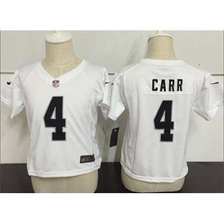 Toddler Nike Raiders #4 Derek Carr White Stitched NFL Elite Jersey