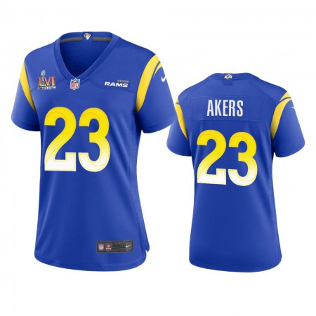 Los Angeles Rams #23 Cam Akers Women's Super Bowl LVI Patch Nike Game NFL Jersey - Royal