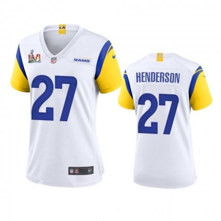 Los Angeles Rams #27 Darrell Henderson Women's Super Bowl LVI Patch Nike Alternate Game NFL Jersey - White