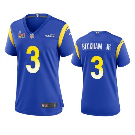 Los Angeles Rams #3 Odell Beckham Jr. Women's Super Bowl LVI Patch Nike Game NFL Jersey - Royal