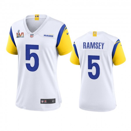 Los Angeles Rams #5 Jalen Ramsey Women's Super Bowl LVI Patch Nike Alternate Game NFL Jersey - White