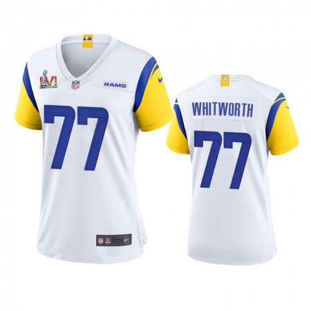 Los Angeles Rams #77 Andrew Whitworth Women's Super Bowl LVI Patch Nike Alternate Game NFL Jersey - White