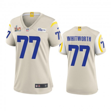 Los Angeles Rams #77 Andrew Whitworth Women's Super Bowl LVI Patch Nike Game NFL Jersey - Bone