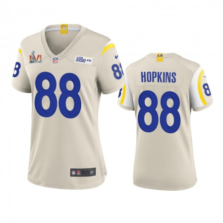Los Angeles Rams #88 Brycen Hopkins Women's Super Bowl LVI Patch Nike Game NFL Jersey - Bone