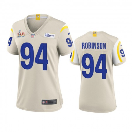 Los Angeles Rams #94 A'Shawn Robinson Women's Super Bowl LVI Patch Nike Game NFL Jersey - Bone