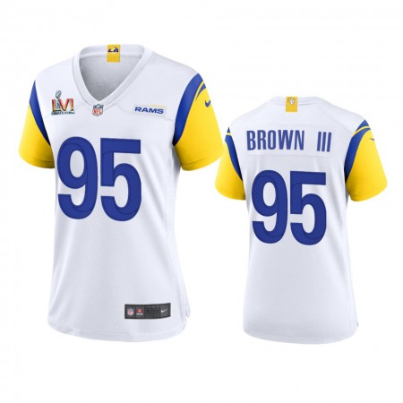 Los Angeles Rams #95 Bobby Brown III Women's Super Bowl LVI Patch Nike Alternate Game NFL Jersey - White