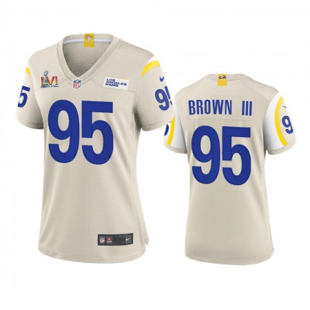 Los Angeles Rams #95 Bobby Brown III Women's Super Bowl LVI Patch Nike Game NFL Jersey - Bone