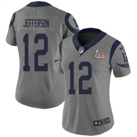 Nike Rams #12 Van Jefferson Gray Super Bowl LVI Patch Women's Stitched NFL Limited Inverted Legend Jersey