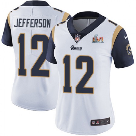 Nike Rams #12 Van Jefferson White Super Bowl LVI Patch Women's Stitched NFL Vapor Untouchable Limited Jersey