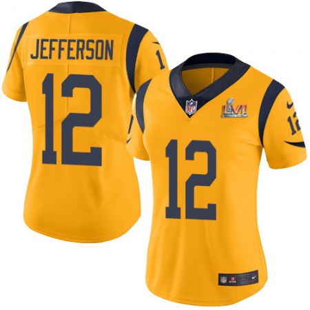 Nike Rams #12 Van Jefferson White Super Bowl LVI Patch Women's Stitched NFL Vapor Untouchable Limited Jersey