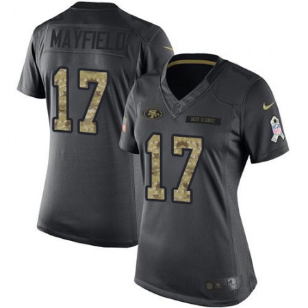 Nike Rams #17 Baker Mayfield Black Women's Stitched NFL Limited 2016 Salute to Service Jersey