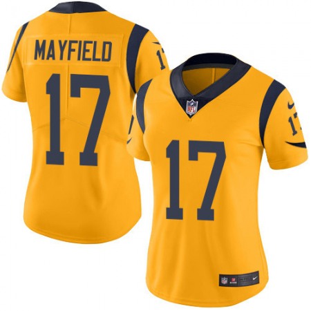 Nike Rams #17 Baker Mayfield Gold Women's Stitched NFL Limited Rush Jersey
