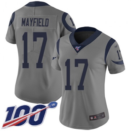 Nike Rams #17 Baker Mayfield Gray Women's Stitched NFL Limited Inverted Legend 100th Season Jersey