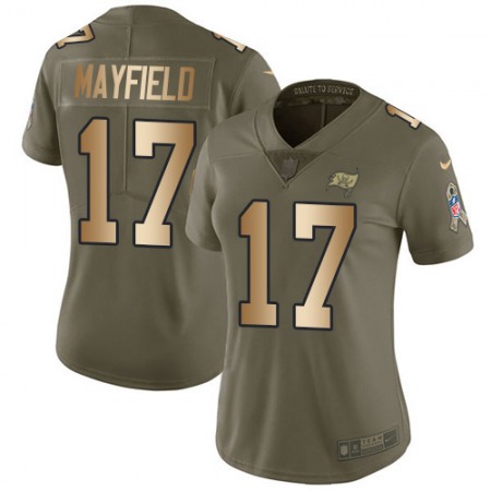 Nike Rams #17 Baker Mayfield Olive/Gold Women's Stitched NFL Limited 2017 Salute to Service Jersey