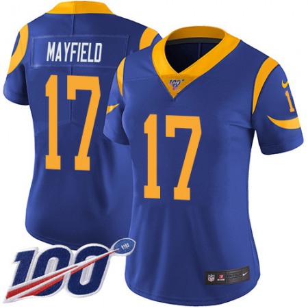 Nike Rams #17 Baker Mayfield Royal Blue Alternate Women's Stitched NFL 100th Season Vapor Untouchable Limited Jersey