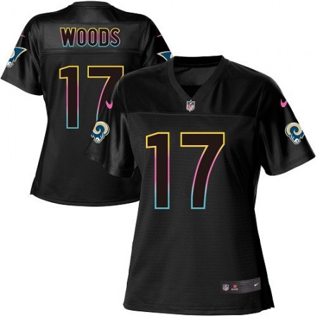 Nike Rams #17 Robert Woods Black Women's NFL Fashion Game Jersey