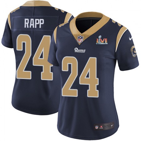 Nike Rams #24 Taylor Rapp Navy Blue Team Color Super Bowl LVI Patch Women's Stitched NFL Vapor Untouchable Limited Jersey