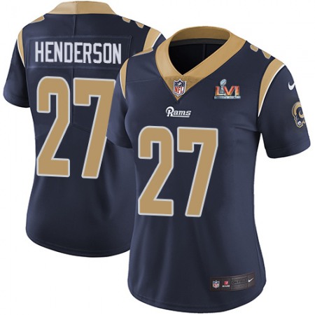 Nike Rams #27 Darrell Henderson Navy Blue Team Color Super Bowl LVI Patch Women's Stitched NFL Vapor Untouchable Limited Jersey