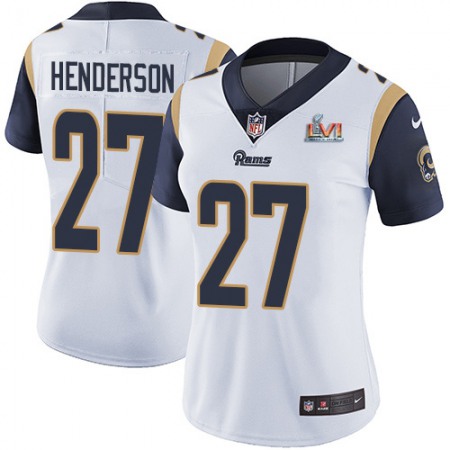 Nike Rams #27 Darrell Henderson White Super Bowl LVI Patch Women's Stitched NFL Vapor Untouchable Limited Jersey
