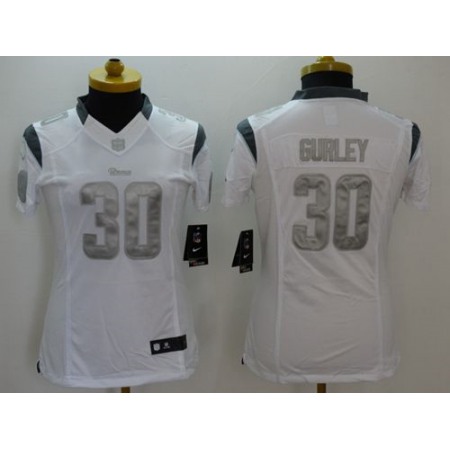 Nike Rams #30 Todd Gurley White Women's Stitched NFL Limited Platinum Jersey