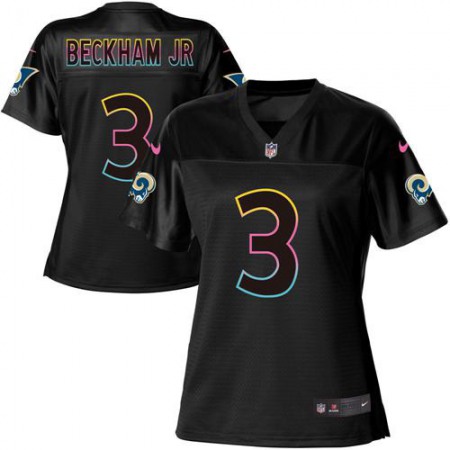 Nike Rams #3 Odell Beckham Jr. Black Women's NFL Fashion Game Jersey