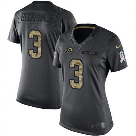 Nike Rams #3 Odell Beckham Jr. Black Women's Stitched NFL Limited 2016 Salute to Service Jersey