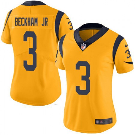 Nike Rams #3 Odell Beckham Jr. Gold Women's Stitched NFL Limited Rush Jersey