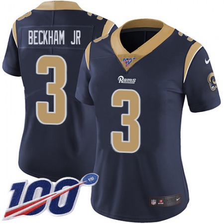 Nike Rams #3 Odell Beckham Jr. Navy Blue Team Color Women's Stitched NFL 100th Season Vapor Limited Jersey