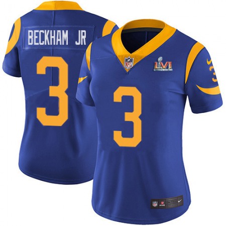 Nike Rams #3 Odell Beckham Jr. Royal Blue Alternate Super Bowl LVI Patch Women's Stitched NFL Vapor Untouchable Limited Jersey