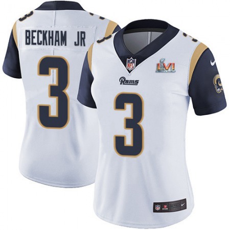 Nike Rams #3 Odell Beckham Jr. White Super Bowl LVI Patch Women's Stitched NFL Vapor Untouchable Limited Jersey