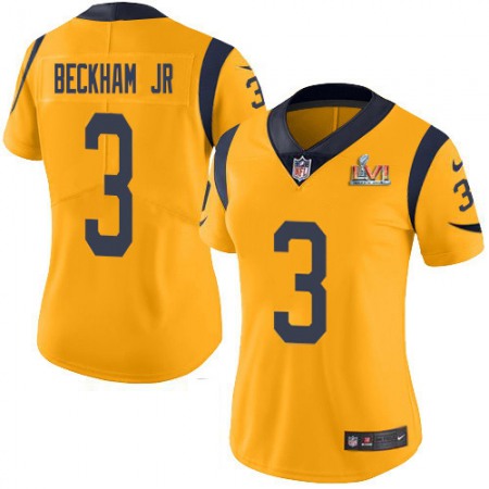 Nike Rams #3 Odell Beckham Jr. White Super Bowl LVI Patch Women's Stitched NFL Vapor Untouchable Limited Jersey