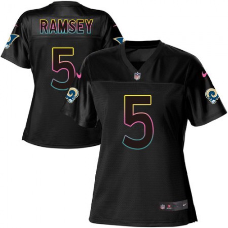 Nike Rams #5 Jalen Ramsey Black Women's NFL Fashion Game Jersey