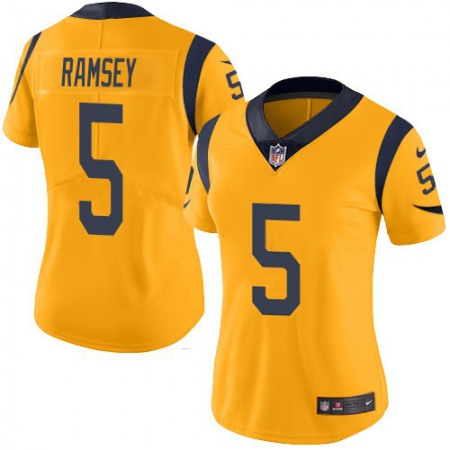 Nike Rams #5 Jalen Ramsey Gold Women's Stitched NFL Limited Rush Jersey