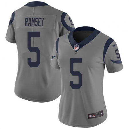 Nike Rams #5 Jalen Ramsey Gray Women's Stitched NFL Limited Inverted Legend Jersey