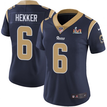 Nike Rams #6 Johnny Hekker Navy Blue Team Color Super Bowl LVI Patch Women's Stitched NFL Vapor Untouchable Limited Jersey