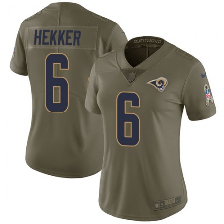 Nike Rams #6 Johnny Hekker Olive Women's Stitched NFL Limited 2017 Salute to Service Jersey