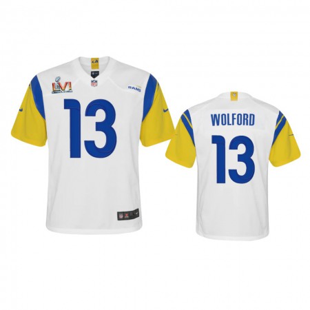 Los Angeles Rams #13 John Wolford Youth Super Bowl LVI Patch Nike Alternate Game NFL Jersey - White