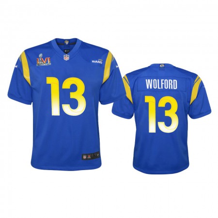 Los Angeles Rams #13 John Wolford Youth Super Bowl LVI Patch Nike Game NFL Jersey - Royal