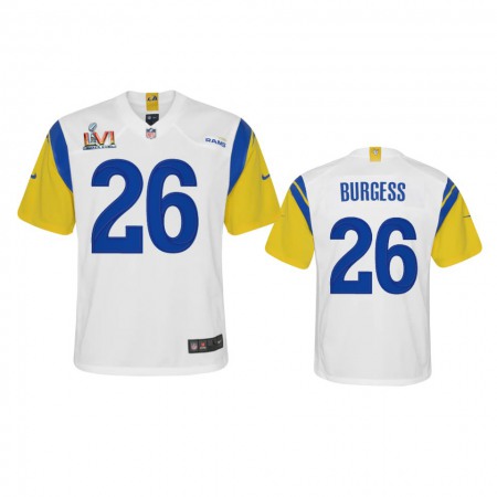 Los Angeles Rams #26 Terrell Burgess Youth Super Bowl LVI Patch Nike Alternate Game NFL Jersey - White