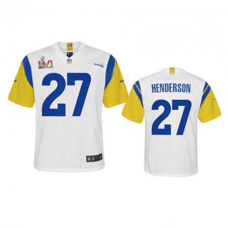 Los Angeles Rams #27 Darrell Henderson Youth Super Bowl LVI Patch Nike Alternate Game NFL Jersey - White