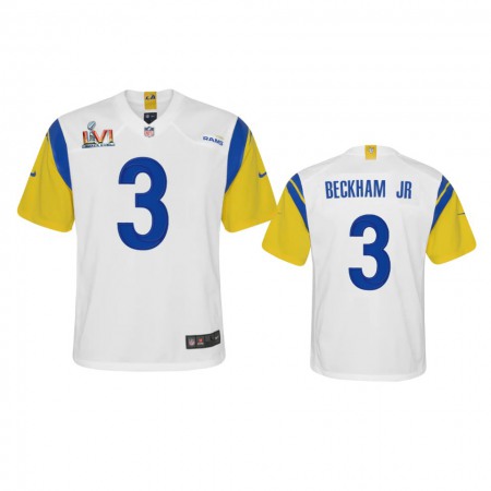 Los Angeles Rams #3 Odell Beckham Jr. Youth Super Bowl LVI Patch Nike Alternate Game NFL Jersey - White