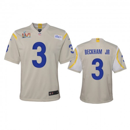 Los Angeles Rams #3 Odell Beckham Jr. Youth Super Bowl LVI Patch Nike Game NFL Jersey - Bone