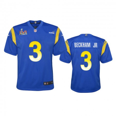 Los Angeles Rams #3 Odell Beckham Jr. Youth Super Bowl LVI Patch Nike Game NFL Jersey - Royal